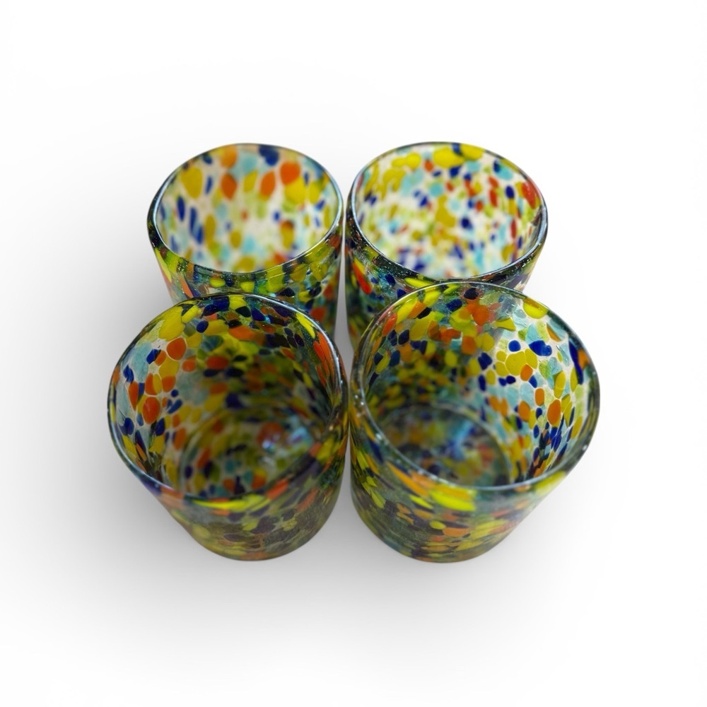 Colorful Watercolor Glass Wine Bottle Tumblers (4) - Picture 2 of 2